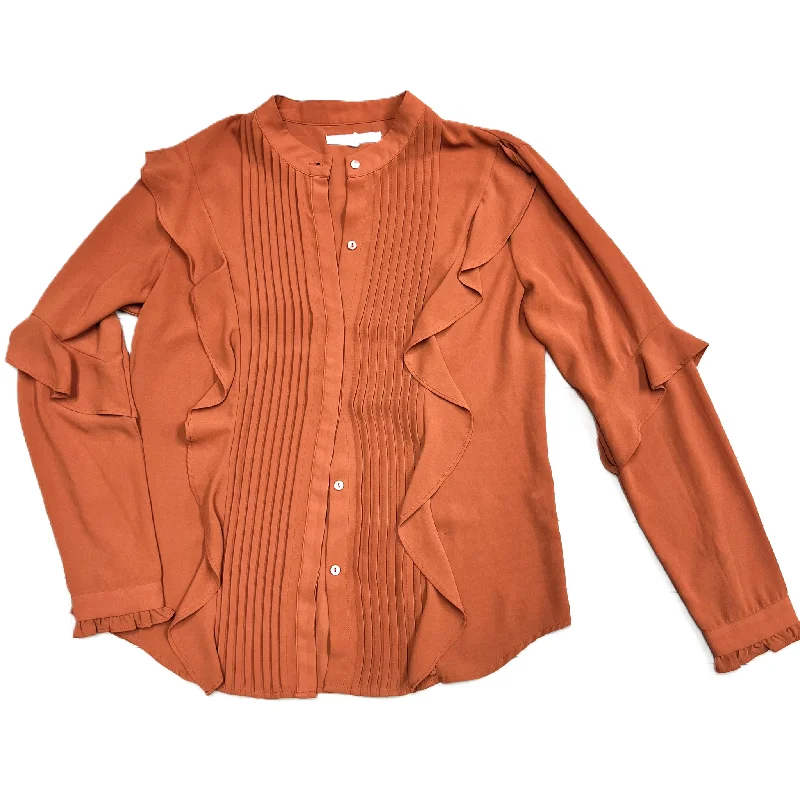 Flash Deals Orange Top Long Sleeve By Avec Les Filles, Size: S