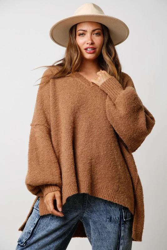 Crazy Deals Oversized Perfection Caramel Knit Sweater