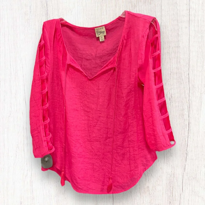 Price Drop Pink Top 3/4 Sleeve Como Vintage, Size S