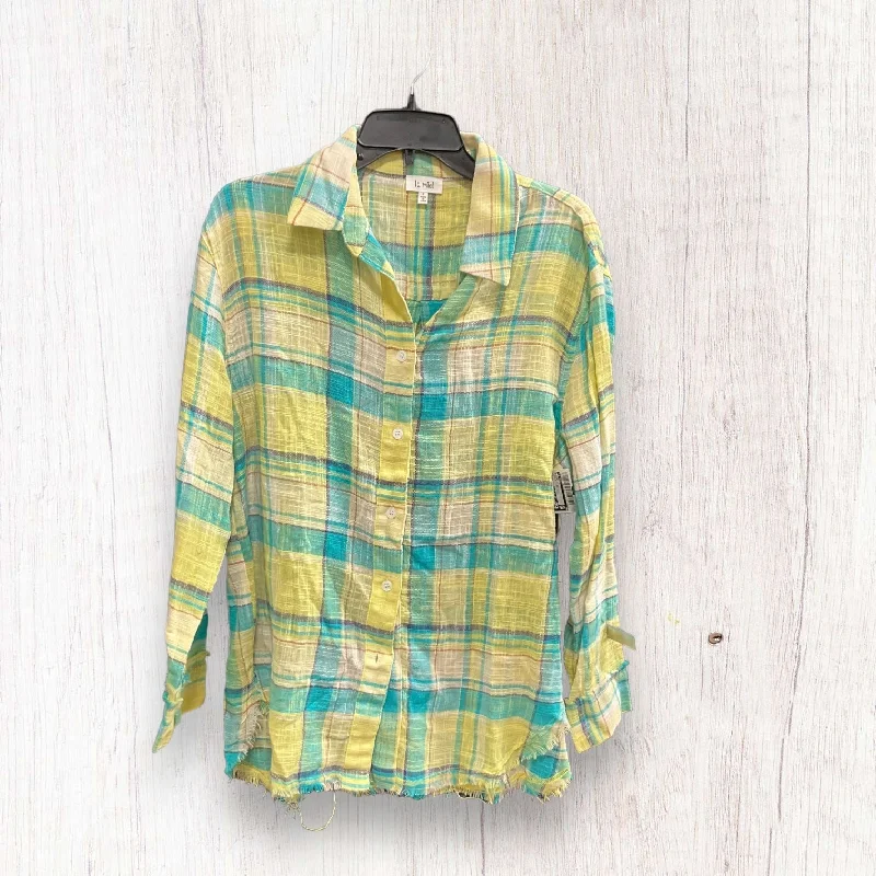 Value Deals Plaid Pattern Blouse Long Sleeve La Miel, Size S