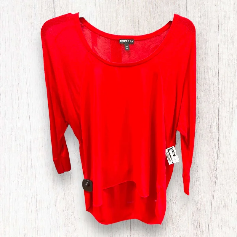 Reduced Prices Red Top 3/4 Sleeve Basic Express O, Size S