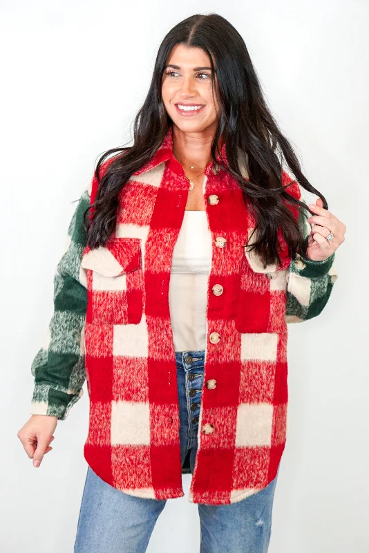 Limited Time Holiday Season Red Plaid Jacket