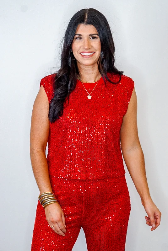 Best Seller Shimmering Perfection Red Sequin Top