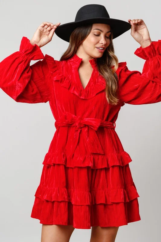 Stock Clearance Christmas Magic Red Velvet Dress