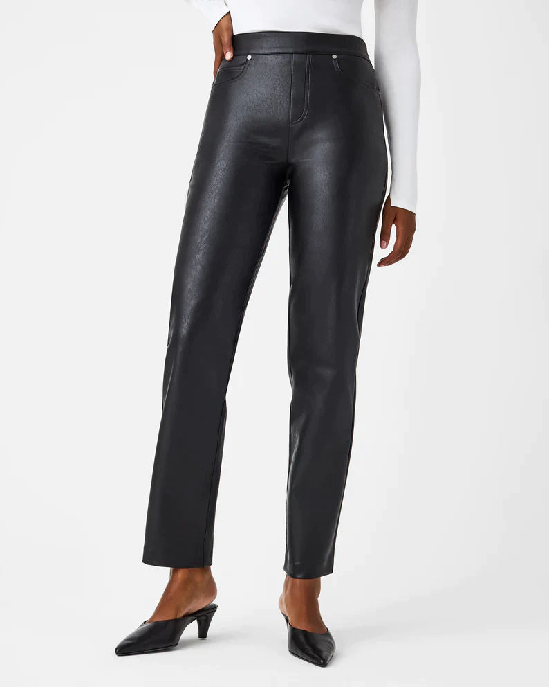 Bargain Prices Spanx Leather-Like Straight Pants Luxe Black