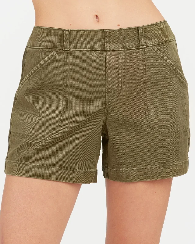 Unmissable Offer Spanx Stretch Twill Shorts In Olive