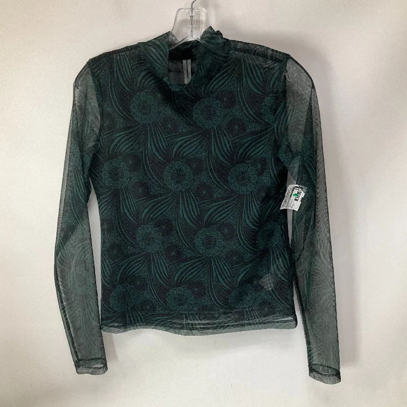 Limited Stock Top Long Sleeve By Anthropologie In Black & Green, Size: Xs