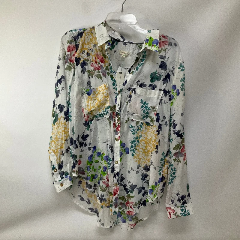 Act Now Top Long Sleeve By Anthropologie In Floral Print, Size: S