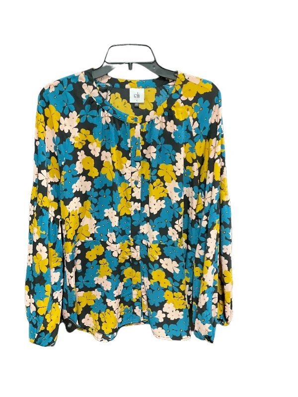 Special Discount Top Long Sleeve By Cabi In Floral, Size: L