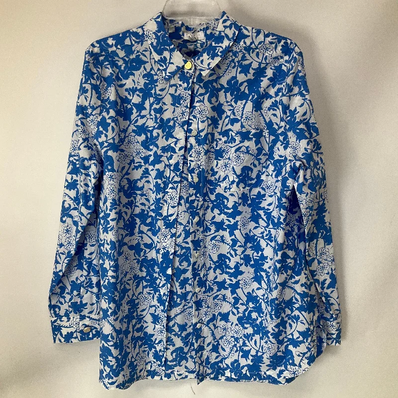 Bargain Bin Top Long Sleeve By Escada In Blue, Size: M