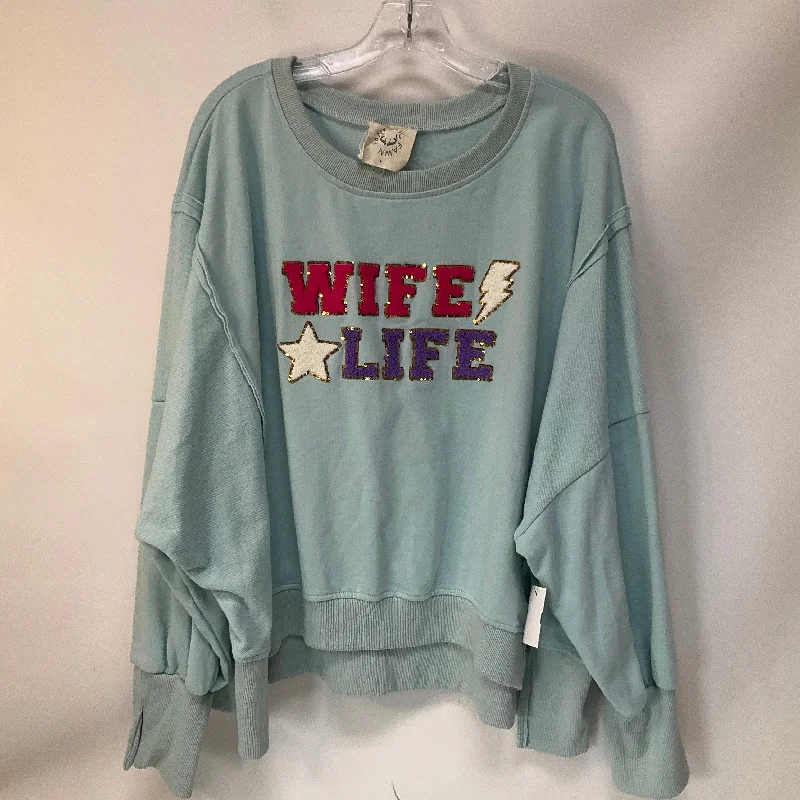 Price Rollback Top Long Sleeve By Fantastic Fawn In Blue, Size: L