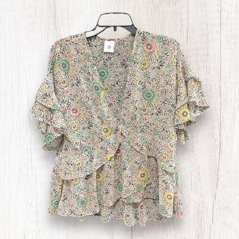 Super Deal Top Short Sleeve By Cabi In Floral Print, Size: M