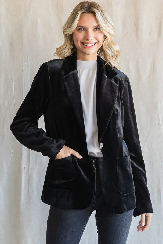 Early Access Trendy Glam Black Velvet Blazer