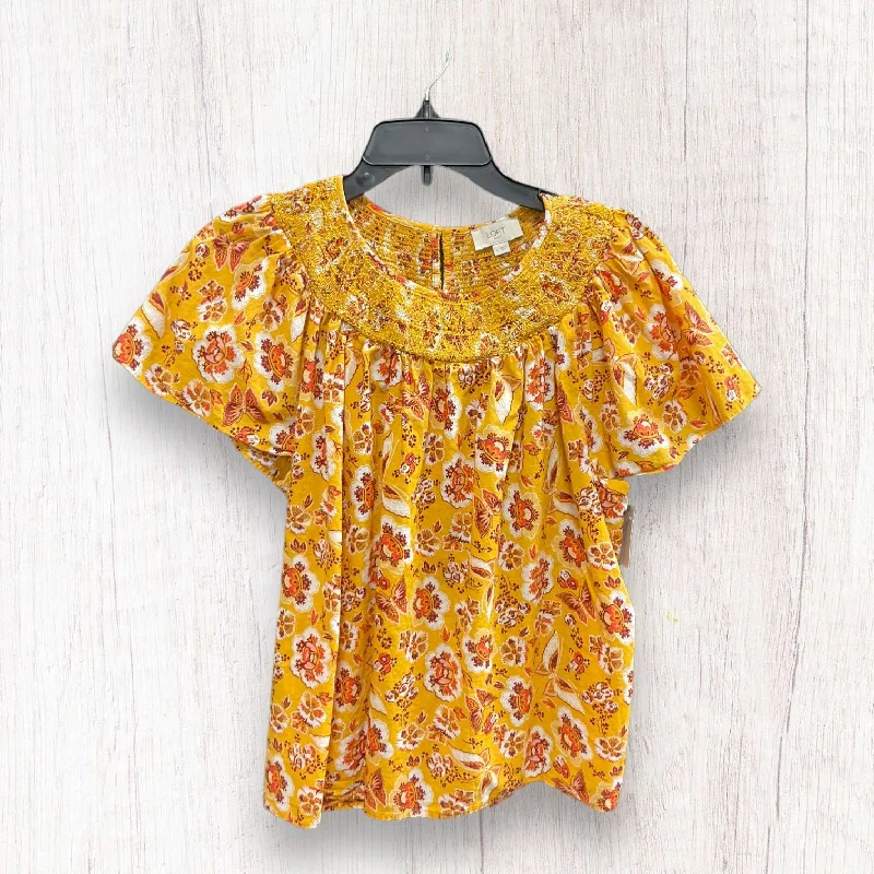 Grand Opening Sale Yellow Top Short Sleeve Loft, Size L