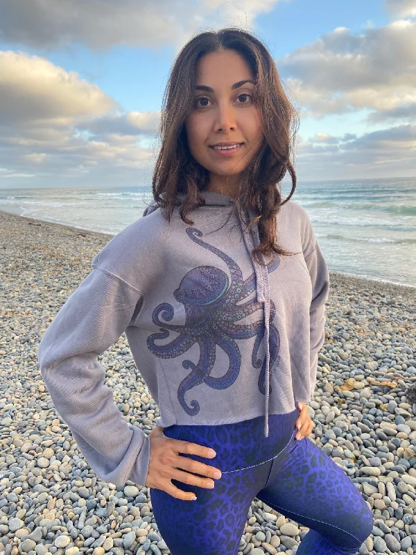 Sneak Peek Sale Purple Octopus Crop Hoodie